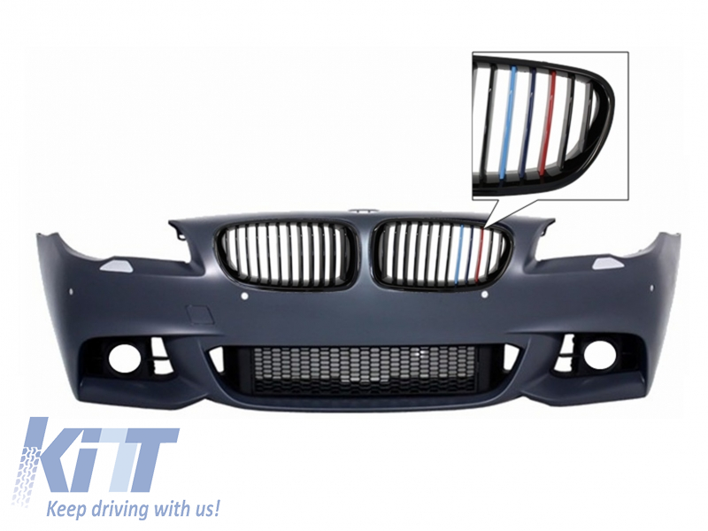 Front Bumper M-Technik Design Without Fog Lamps with Central Grilles 3 Colors M-Power suitable for BMW 5 Series F10 F11 LCI 2015+
