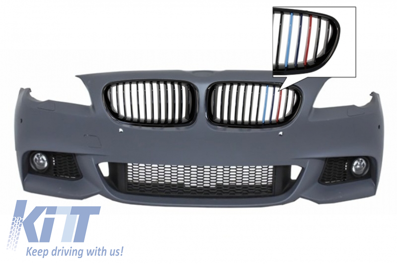 Front Bumper with Fog Lights M-Technik Design Central Grilles M-Power 3 Colors suitable for BMW F10 F11 5 Series 2011+
