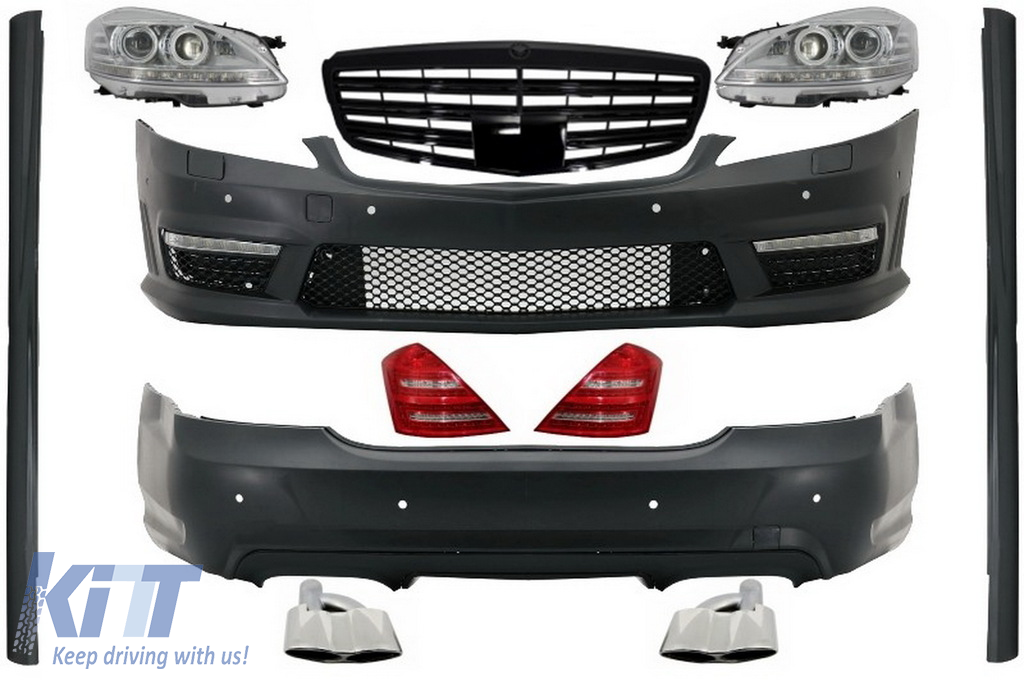 Complete Body Kit with Front Grille Piano Black suitable for MERCEDES-Benz S-Class W221 2005-2009 (LWB) Facelift A-Design