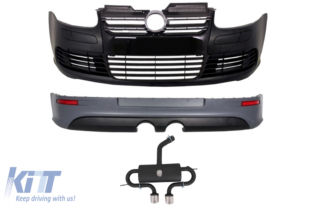 Complete Body Kit suitable for VW Golf 5 (2005-2007) R32 Design Exhaust System Front Bumper Piano Black