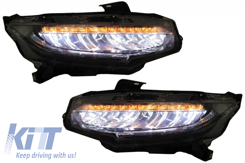 Svetlomety Full LED vhodné pre Honda Civic Mk10 (FC/FK) (2016-Up) Sedan a Hatchback so sekvenčnými dynamickými natáčacími svetlami