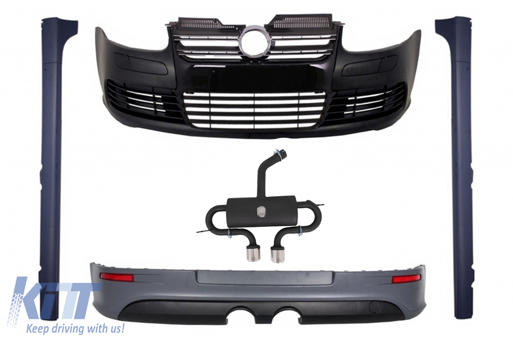 Body Kit  suitable for VW Golf 5 V R32 Piano Glossy Black Grill (2003-2007) With Complete Exhaust System
