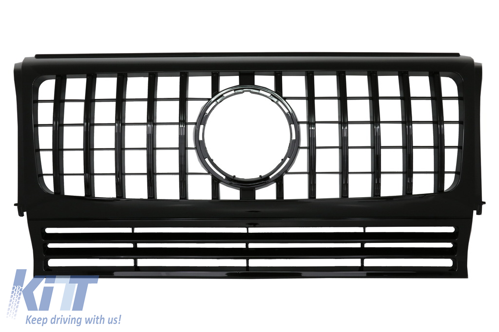 Front Grille suitable for Mercedes G-Class W463 (1990-2014) New G63 GT-R Panamericana Design Piano Black