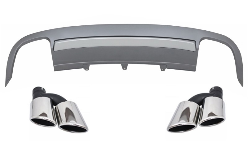 Rear Bumper Valance Diffuser suitable for AUDI A5 8T 4D Sportback S-Line Non Facelift (2007-2011) with Exhaust Muffler Tips