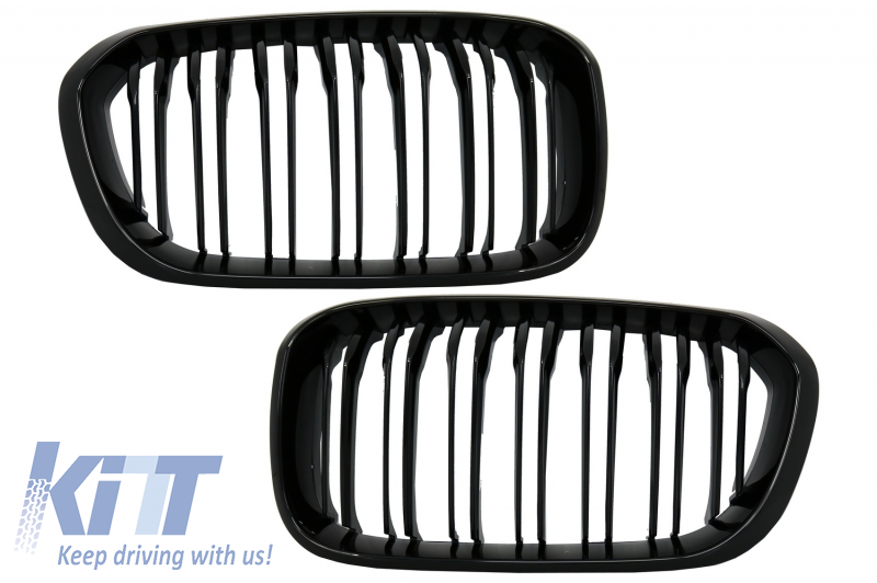 Central Kidney Grilles suitable for BMW 1 Series F20 F21 LCI (2015-2018) Double Stripe M1 Design Piano Black
