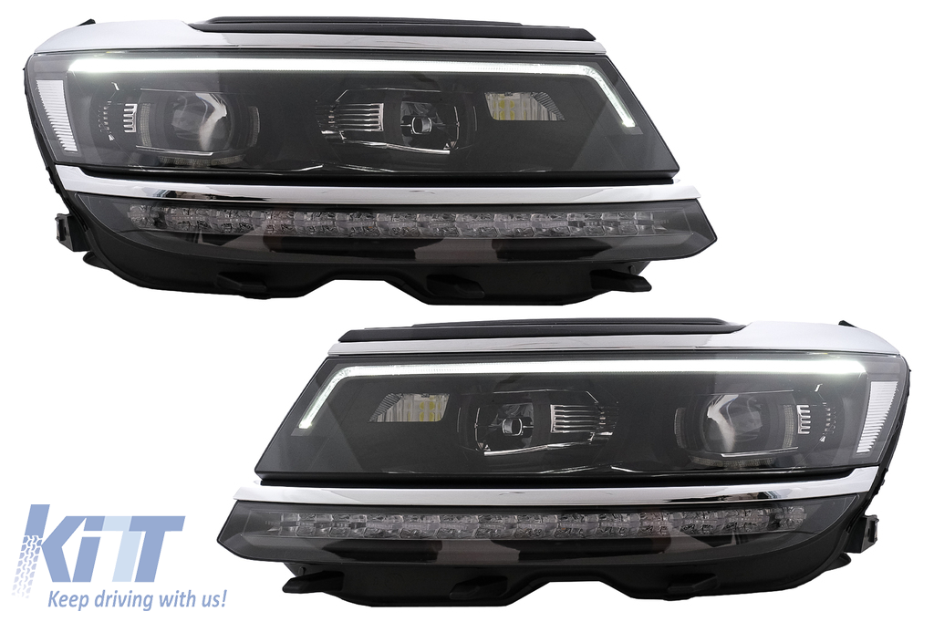 LED Headlights suitable for VW Tiguan II Mk2 (2016-2019) R-Line Matrix Design Sequential Dynamic Turning Lights