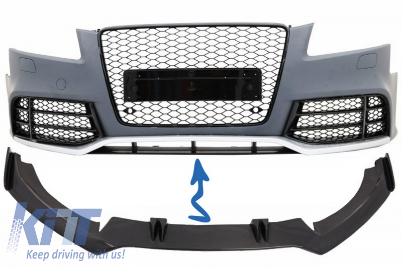 Front Bumper Add-On Spoiler Lip suitable for AUDI A5 8T RS5 (2008-2016) Real Carbon