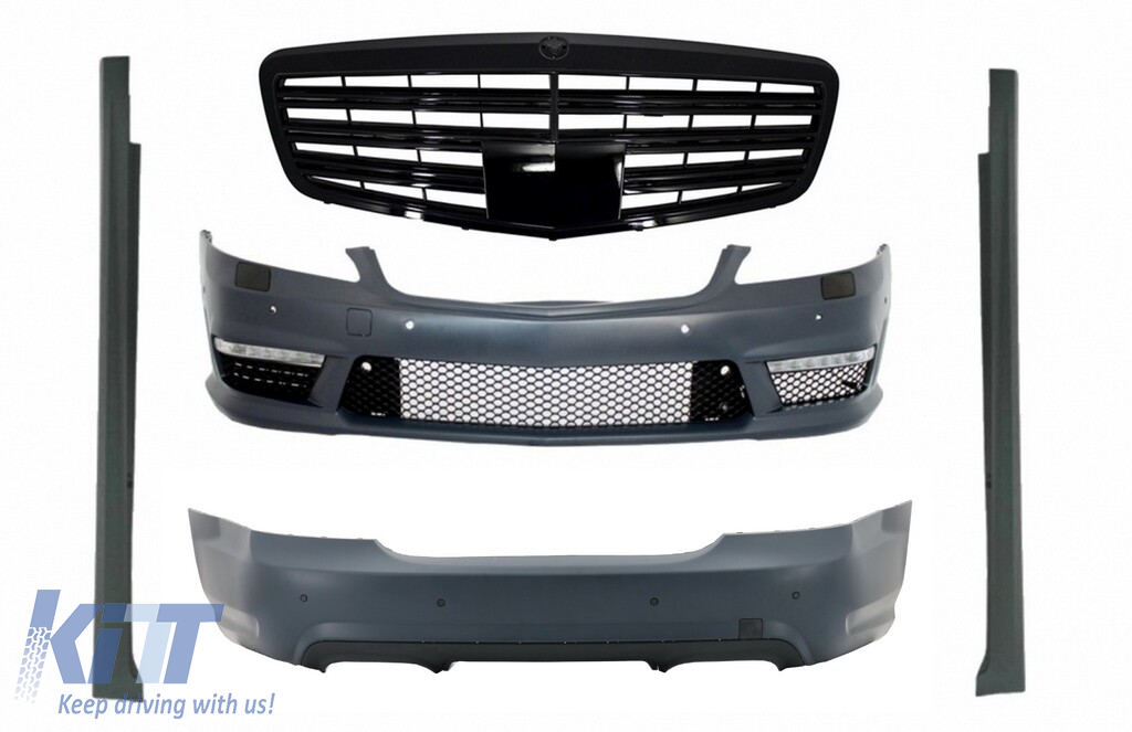 Complete Body Kit suitable for Mercedes S-Class W221 (2005-2011) SWB S63 S65 Piano Black Design