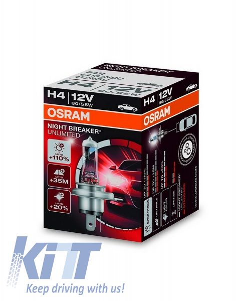 OSRAM NIGHT BREAKER UNLIMITED H4 Halogen Headlamp 12V 60/55W 3900 K