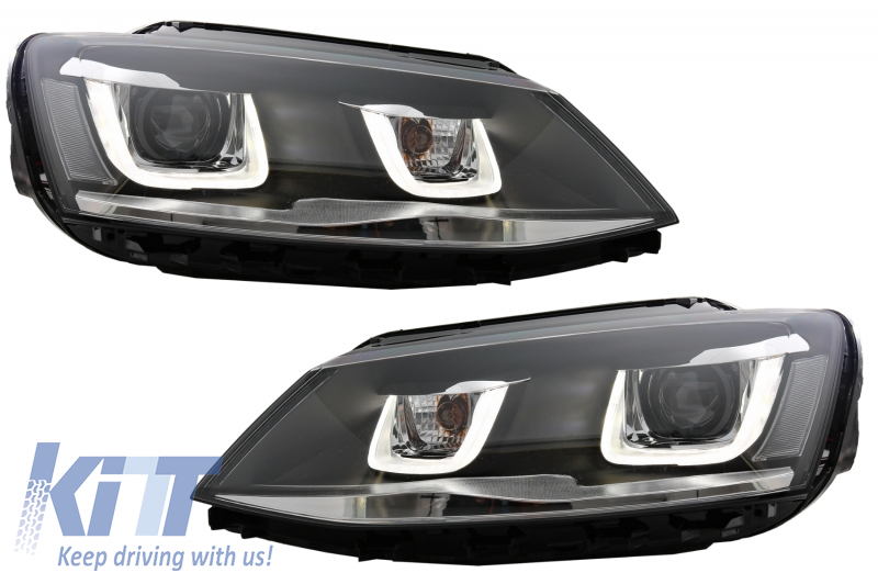 LED Headlights suitable for VW Jetta Mk6 VI (2011-2017) GTI 3D U Bi-Xenon Design