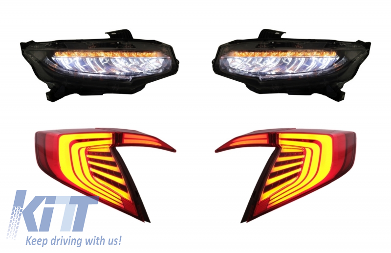 Assembly Headlights and Taillights suitable for HONDA Civic MK10 FC FK (2016-up) Limousine Full LED with Sequential Dynamic Turning Lights