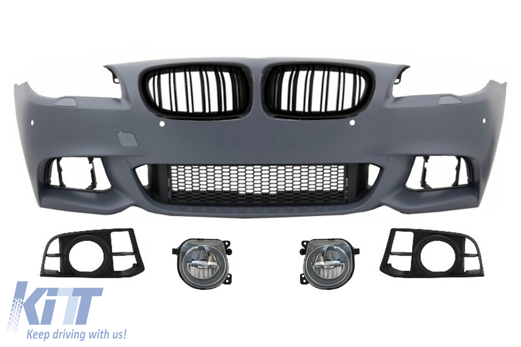 Front Bumper with Kidney Grilles suitable for BMW 5 Series F10 F11 LCI (2015-up) M-Technik Design With LED Fog Lamps