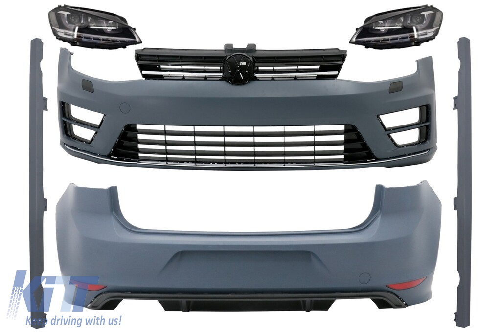 Complete Body Kit with Headlights 3D LED DRL suitable for VW Golf 7 VII (11/2012-07/2017) R Design