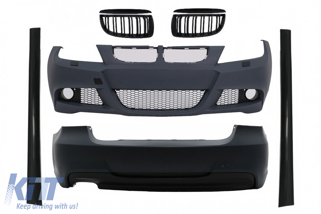 Body Kit suitable for BMW 3 Series E90 (2005-2008) M-Technik Kidney Grilles Double Stripe M Design Piano Black
