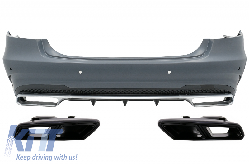 Rear Bumper with Exhaust Muffler Tips Black Edition suitable for Mercedes E-Class W212 Facelift (2013-2016) E63 Design