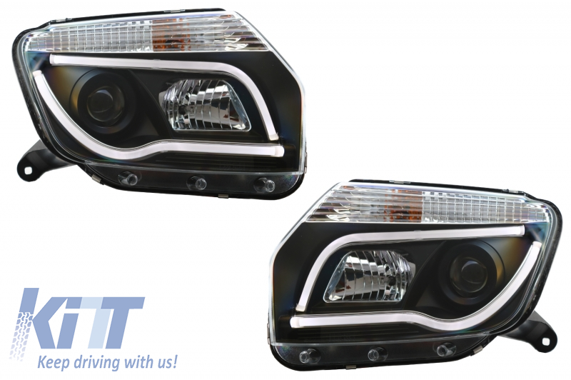 LED Headlights suitable for Dacia Duster I (2009-2014) Tube Light Bar Black Edition