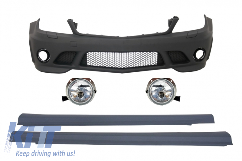Front Bumper with Fog Lights Side Skirts suitable for MERCEDES C-Class W204 (2007-2012) C63 A-Design
