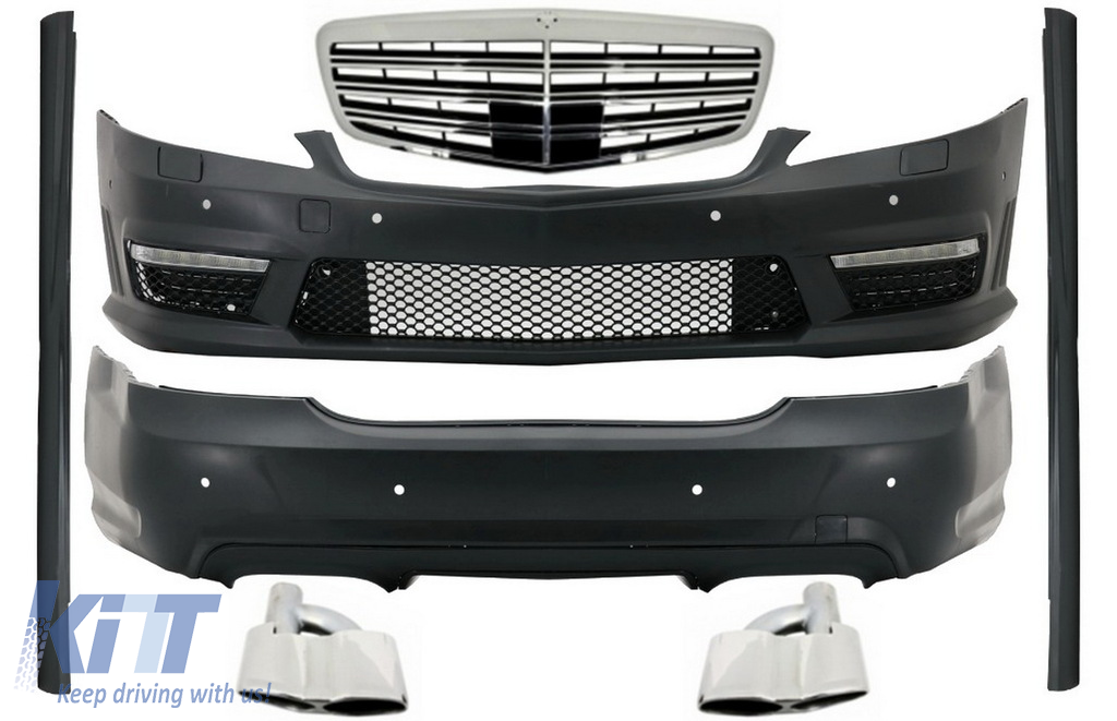 Complete Body Kit suitable for Mercedes S-Class W221 LWB (2005-2011) Front Grille Side Skirts Exhaust Tips