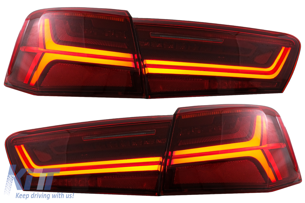 Taillights Full LED suitable for Audi A6 4G C7 Limousine (2011-2014) Red/Clear Facelift Design with Sequential Dynamic Turning Lights
