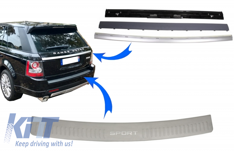 KIT Rear Bumper Protector Foot Plate and Trunk Tailgate Suitable for Range ROVER Sport L320 (2005-2011) Aluminum Autobiography Look