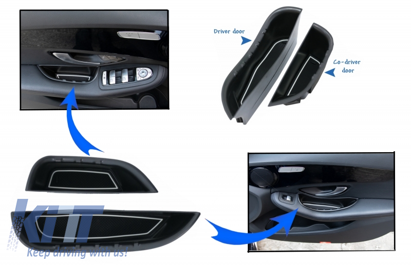 Front doors Storage box for Mercedes C-Class W205 S205 Limo T-Modell (2014-2018) GLC X253 (2015-2018) LHD