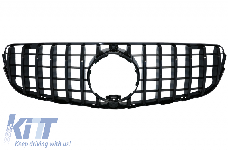 Front Central Grille suitable for Mercedes GLC X253 C253 (2015-2018) GT R Panamericana Design All Black