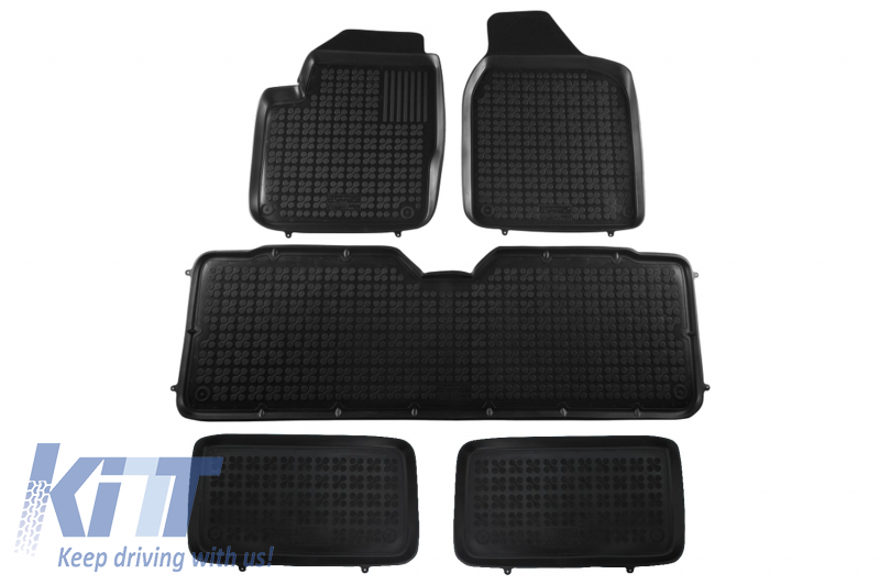 Floor mat Rubber Black suitable for Ford GALAXY I (1995-2006) Seat Alhambra I (1996-2010) VW Sharan I (1995-2010) version 7 passenger