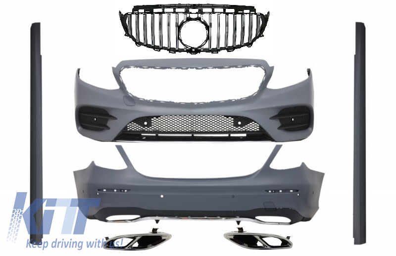 Complete Body Kit suitable for Mercedes E-Class W213 (2016-2019) GT-R E43 E53 Sport Line Design with Central Grille Exhaust Muffler Tips
