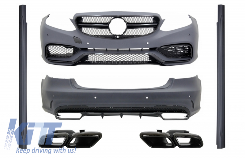 Body Kit suitable for Mercedes E-Class W212 Facelift (2013-2016) with Exhaust Muffler Tips E63 A-Design Shiny Black Edition