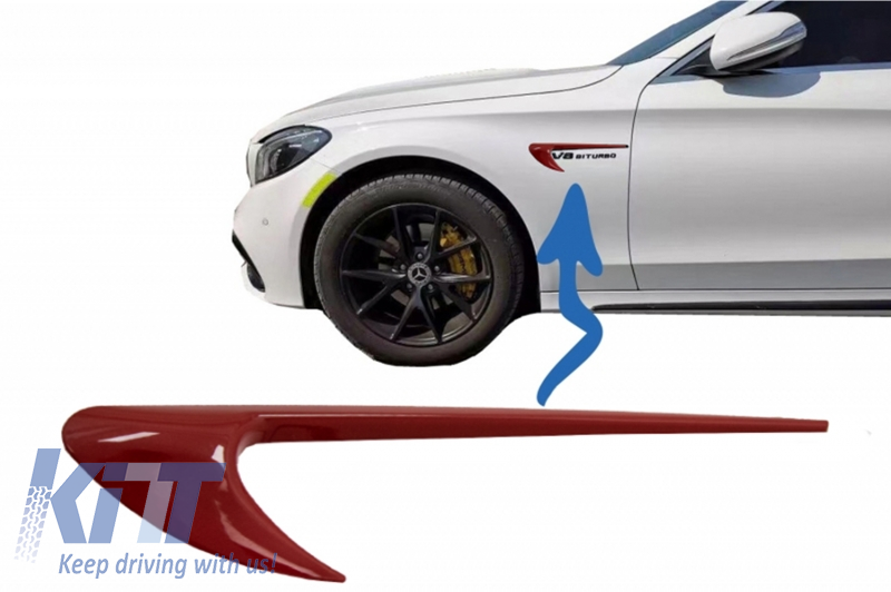 Side Fender Vents Trim Wing suitable for MERCEDES C-Class W205 S205 E-Class W213 S213 Red
