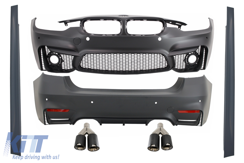 Complete Body Kit suitable for BMW F30 (2011-2019) EVO II M3 CS Design with Dual Twin Exhaust Muffler Tips Carbon