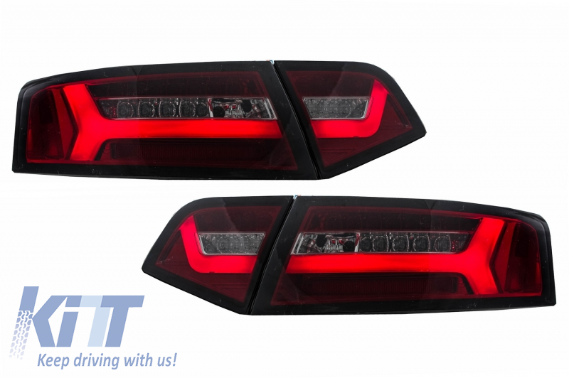 Taillights LED suitable for Audi A6 4F2 C6 Limousine (2008-2011) Red Smoke Facelift Design with Sequential Dynamic Turning Lights