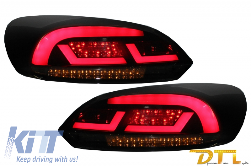 LITEC Lightbar LED Taillights suitable for VW SCIROCCO MK3 III (2008-2013) Black/Smoke with Dynamic Sequential Turning Light