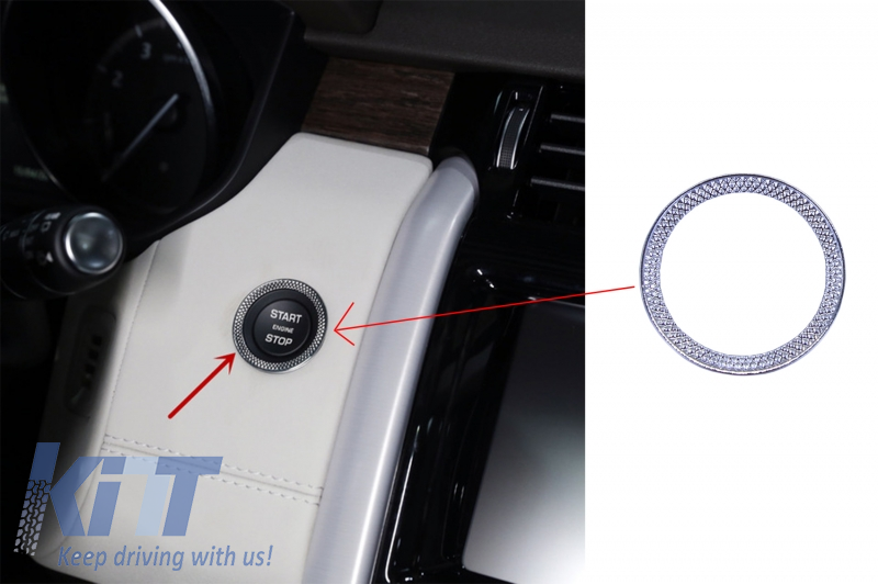 Chrome Ring Frame start button suitable for Land Rover Discovery 5 L462 (2017-) Discovery Sport L550 (2014-) Range Rover Sport L494 (2013-) Evoque L538 Facelift (2014-) Range Rover L405 (2013-)