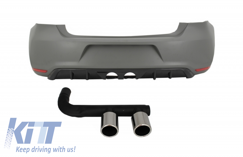 Rear Bumper with Exhaust System suitable for VW Polo 6R (2009-2018) R400 Design Without PDC