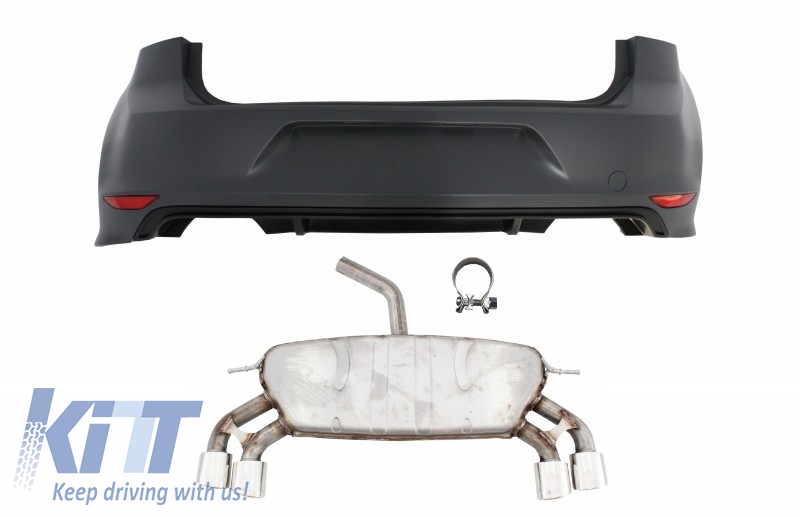 Rear Bumper with Complete Exhaust System suitable for VW Golf 7 VII MK7 (2013-2017) R Design