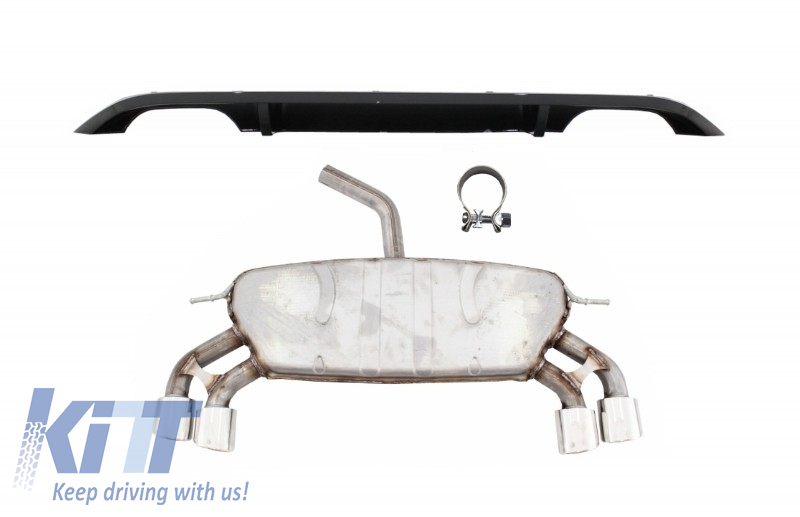 Rear Bumper Diffuser with Complete Exhaust System suitable for VW Golf 7 VII (2013-2016) R Design