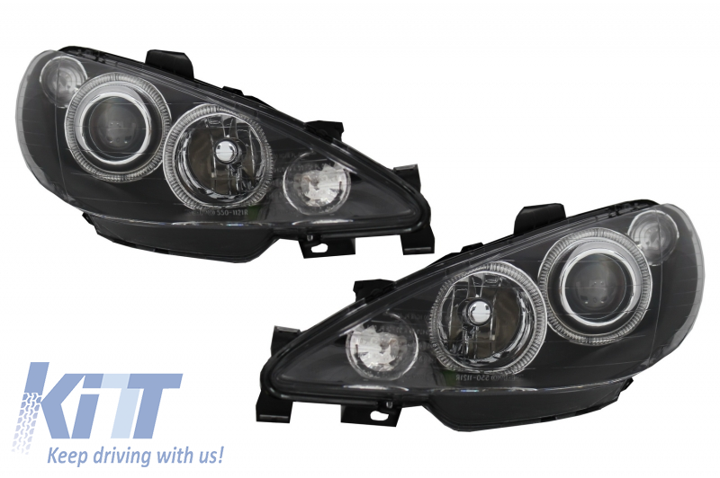 Angel Eyes Headlights suitable for Peugeot 206 (2002-2008) Black LHD & RHD