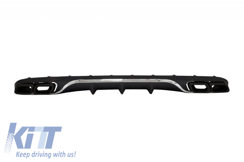 Rear Diffuser with Exhaust Muffler Tips suitable for Mercedes E-Class W213 S213 Standard (2016-2019) E63 Design Black