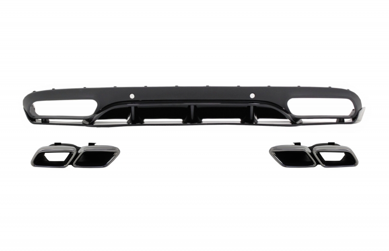 Rear Bumper Valance Diffuser with Exhaust Muffler Tips suitable for MERCEDES C-Class C205 A205 Coupe Cabriolet (2014-2019) C63 Edition 1 Design