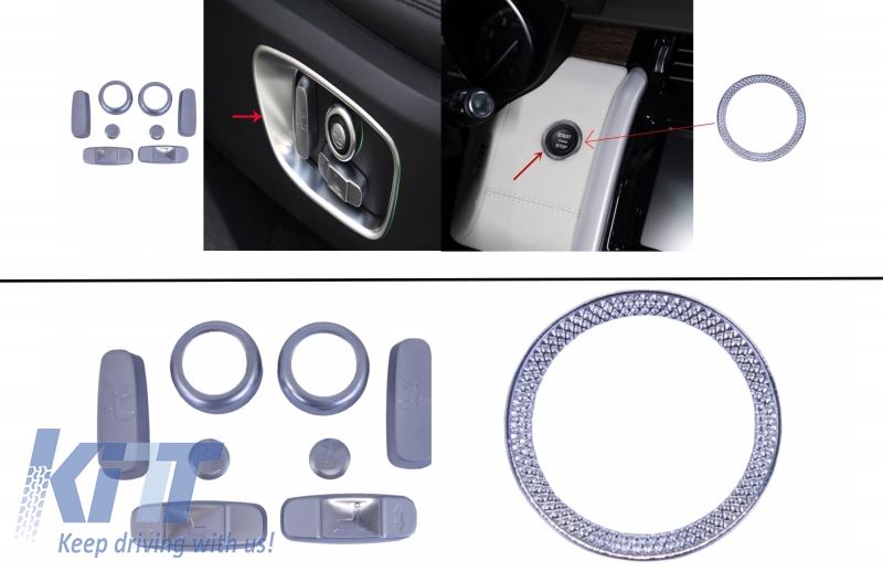 Seat Adjustment Chrome Frame Trim with Ring Frame Start Button suitable for Land Rover Discovery 5 L462 (2017-) Discovery Sport L550 (2014-) Range Rover Sport L494 (2013-)