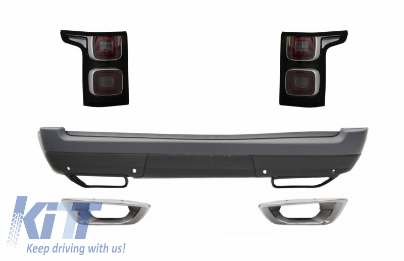 Rear Bumper with Exhaust and Full LED Taillights suitable for Range Rover Vogue L405 (2013-2017) Facelift Design