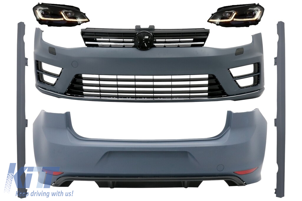 Complete Body Kit with G7.5 Look Headlights LED Dynamic Turning Lights suitable for VW Golf 7 VII (11/2012-07/2017) R Design