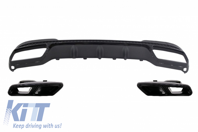 Rear Diffuser with Exhaust Tips Tailpipe Black suitable for MERCEDES E-Class W212 S212 AMG Sport Line Facelift (2013-2016)