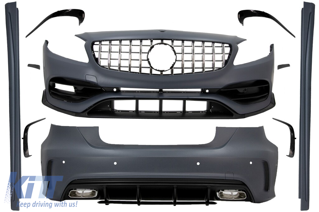 Complete Body Kit with Grille suitable for Mercedes A-Class W176 (2012-2018) Facelift A45 Design