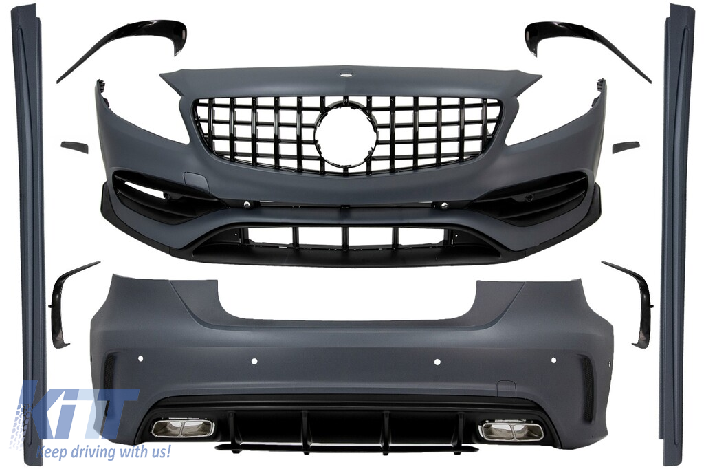 Complete Body Kit with Grille suitable for Mercedes A-Class W176 (2012-2018) Facelift A45 Design