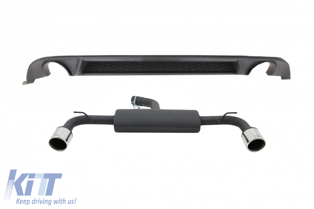Rear Bumper Air Diffuser suitable for VW Golf 7.5 VII (2017-Up) with Complete Exhaust System GTI Design