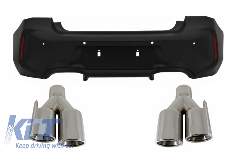 Rear Bumper suitable for BMW 1 Series F20 F21 LCI (2015-06.2019) with Exhaust Muffler Tips Quad M2 Design