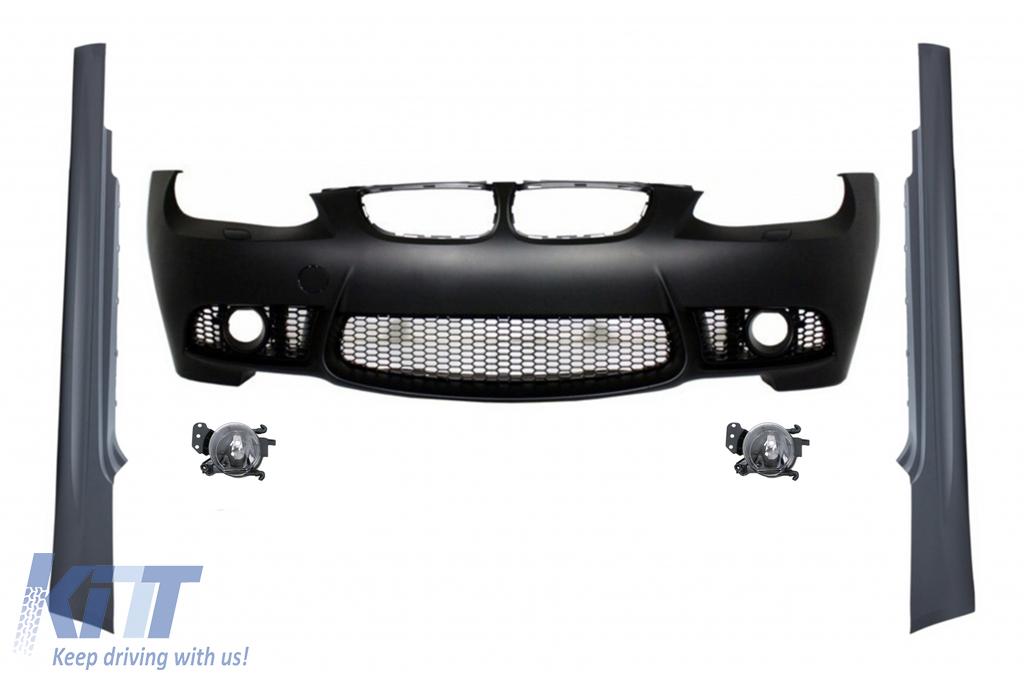 Front Bumper with Fog Lights Projectors and Side Skirts suitable for BMW 3 Series E92 E93 (2006-2009) M3 Look