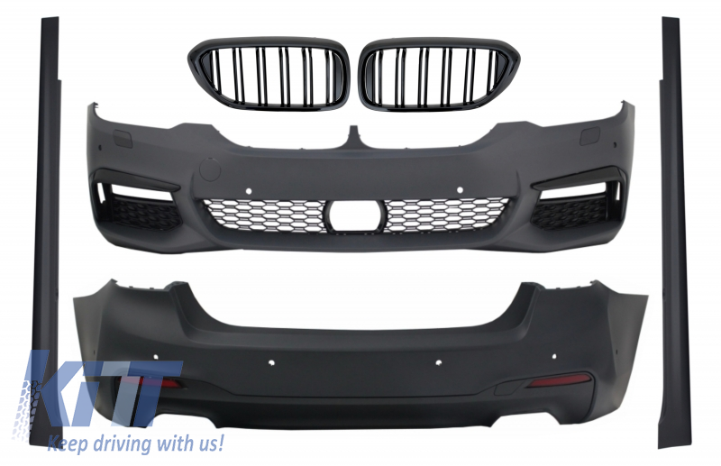 Complete Body Kit with Central Kidney Grilles Piano Black suitable for BMW 5 Series G30 (2017-up) M-Tech Design